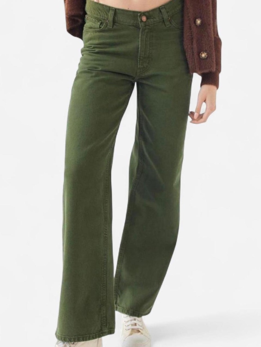 BDG Urban Outfitters Dipped V-Front Wide Leg Jean Women’s Sz 31 Olive